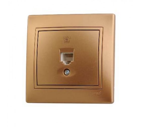 Розетка MIRA-137 1-м, телефонная евро, метал/зол