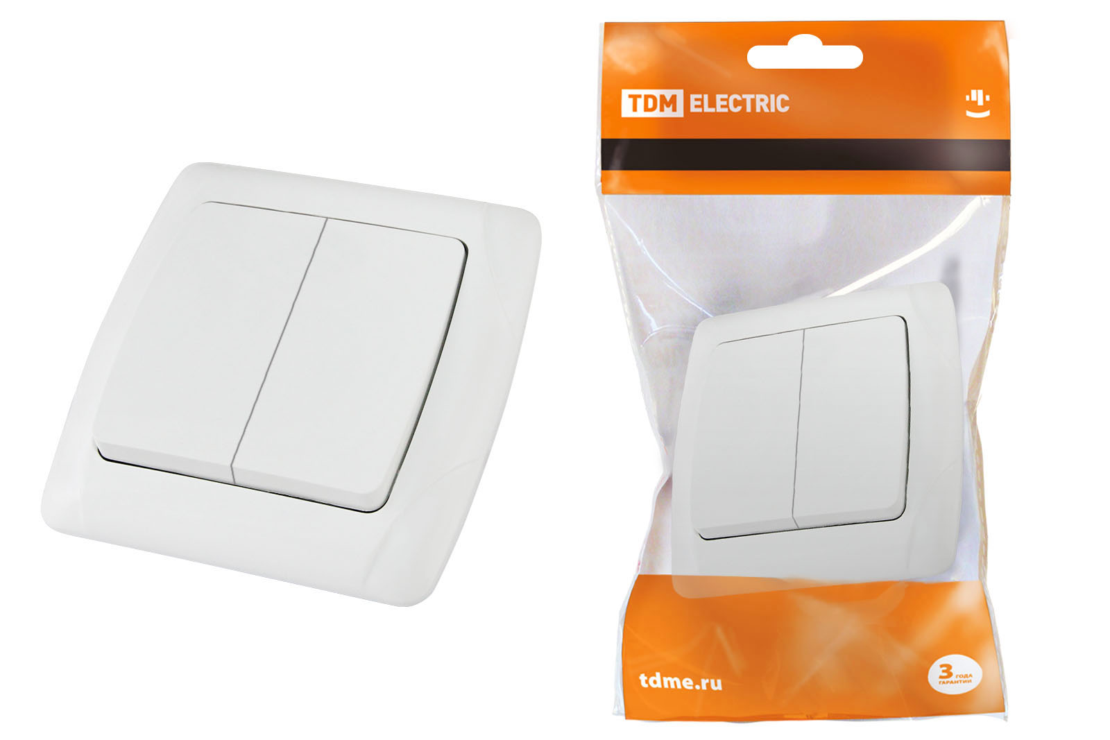 Выключатель 2кл.10А белый Онега ТДМ