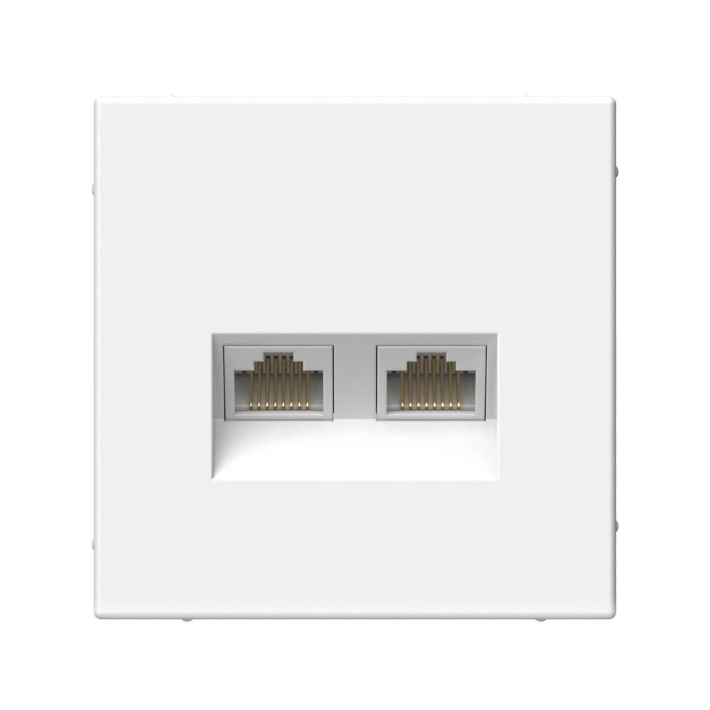 Розетка компьютерная двойная RJ45+RJ45, кат.6А, механизм, БЕЛЫЙ